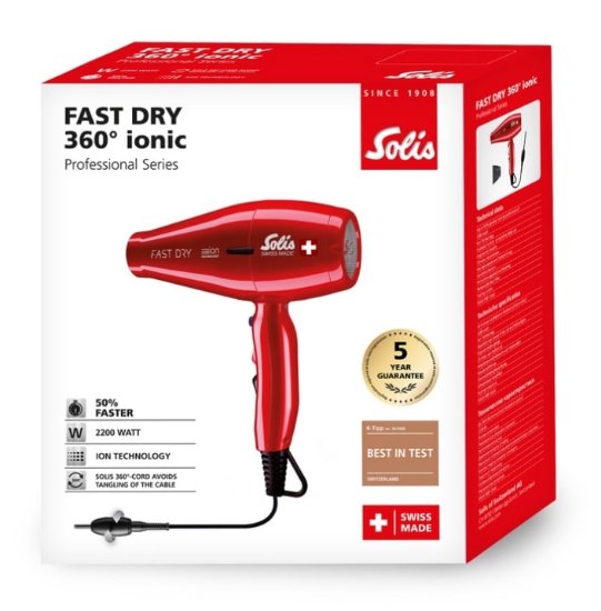 Sušilo za kosu SOLIS SOL 96817, profesionalno, brzo sušenje, 2200w, AC motor, crveno