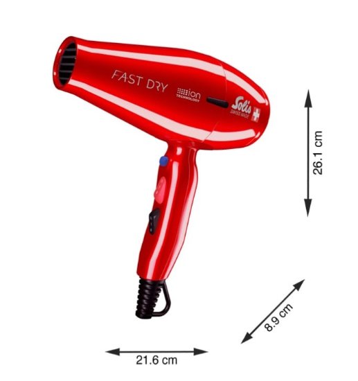 Sušilo za kosu SOLIS SOL 96817, profesionalno, brzo sušenje, 2200w, AC motor, crveno