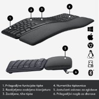 Tipkovnica LOGITECH Ergo K860, ergonomska, bežična, crna