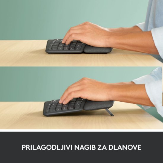 Tipkovnica LOGITECH Ergo K860, ergonomska, bežična, crna