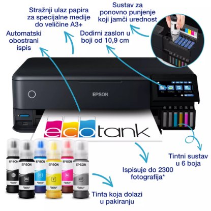 Multifunkcijski printer EPSON EcoTank L8180, printer/scanner/copy, 5760 dpi, A3, LAN, USB, WiFi