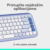 Tipkovnica LOGITECH POP Icon Keys, bežična, US Layout, BT, ljubičasto-bijela