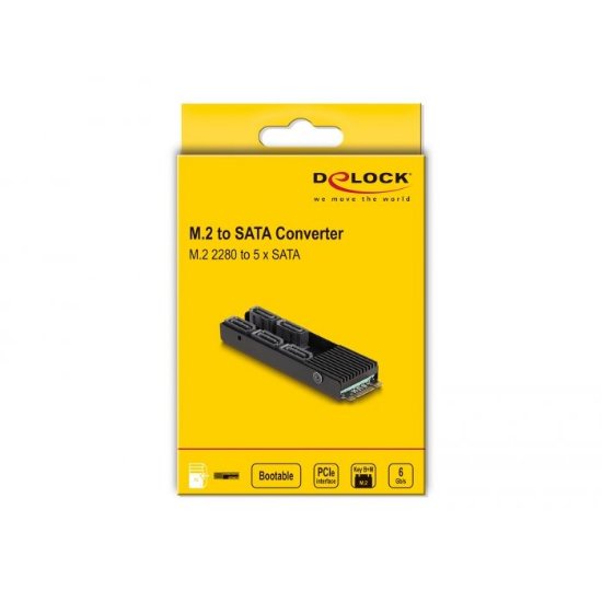 Adapter DELOCK M.2 2280 Key B+M muški do 5 x SATA s hladnjakom