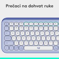 Tipkovnica LOGITECH POP Icon Keys, bežična, US Layout, BT, ljubičasto-bijela