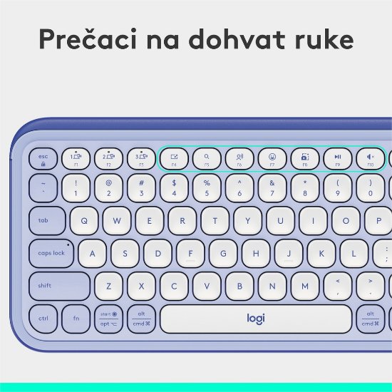 Tipkovnica LOGITECH POP Icon Keys, bežična, US Layout, BT, ljubičasto-bijela