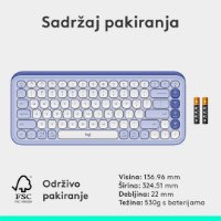 Tipkovnica LOGITECH POP Icon Keys, bežična, US Layout, BT, ljubičasto-bijela