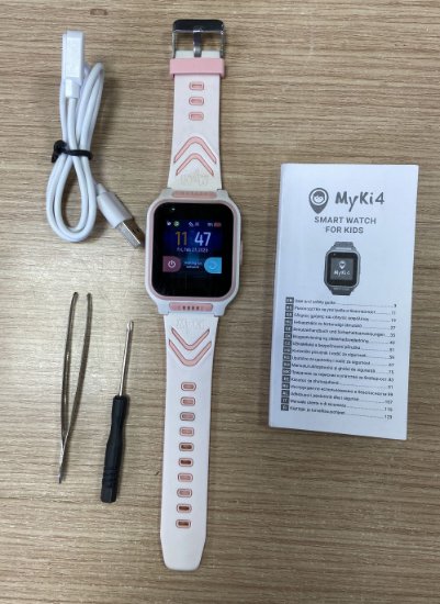 RABLJENI - Dječji pametni sat MYKI 4, 4G video pozivi, praćenje lokacije, vodootporan, bijelo-rozi