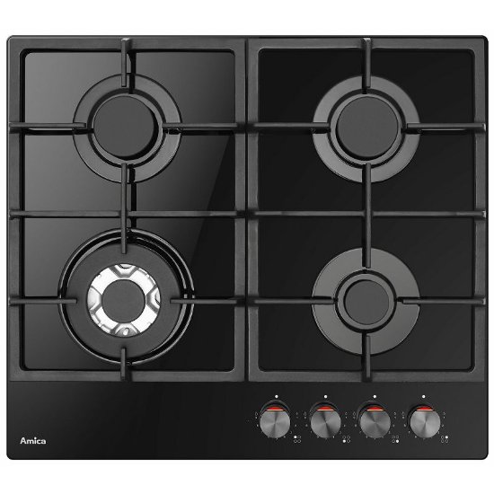 Ugradbena ploča AMICA DP 6413 LZBG, plinska, 60 cm, 4 plamenika, staklokeramika, crna