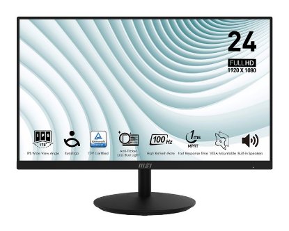 Monitor 23.8" MSI PRO MP242A E2, FHD, IPS, 100Hz, 1ms, 300cd/m2, zvučnici, crni