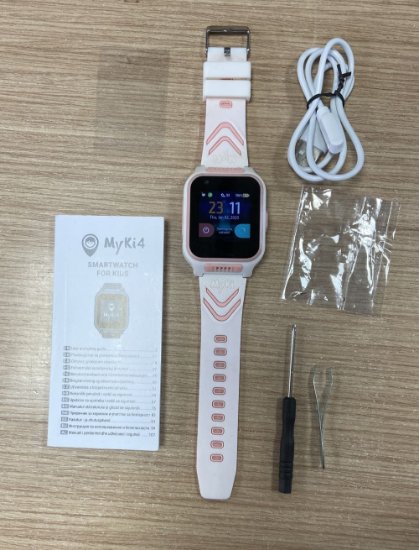 RABLJENI - Dječji pametni sat MYKI 4, 4G video pozivi, praćenje lokacije, vodootporan, bijelo-rozi