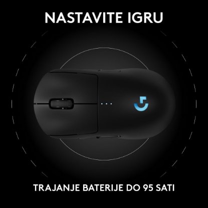 Miš LOGITECH Pro 2 Lightspeed, RGB, optički, bežični, 32000dpi, crni