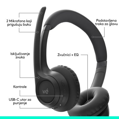 Slušalice LOGITECH Zone 300, bežične, BT, crne