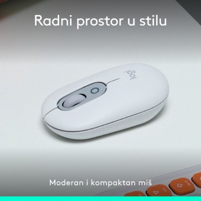 Miš LOGITECH POP, optički, bežični, USB, BT, 1000dpi, bijeli