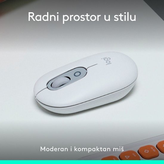 Miš LOGITECH POP, optički, bežični, USB, BT, 1000dpi, bijeli