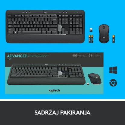 Tipkovnica + miš LOGITECH MK540 Advanced Combo, bežična, crna, Unifying receiver USB