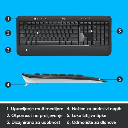 Tipkovnica + miš LOGITECH MK540 Advanced Combo, bežična, crna, Unifying receiver USB