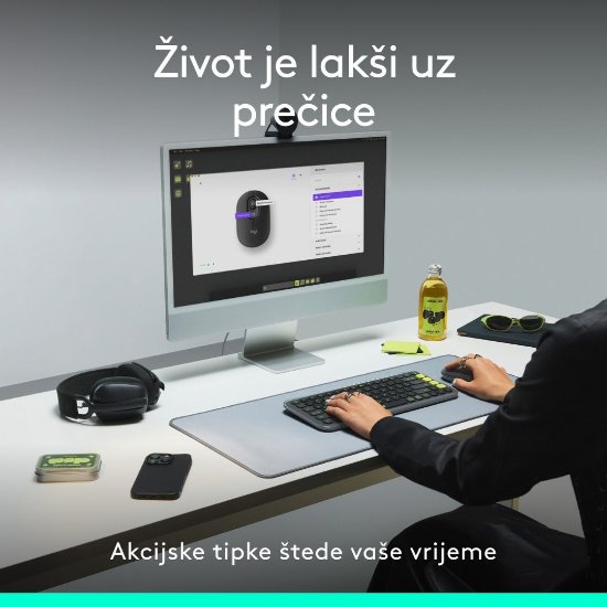 Miš LOGITECH POP, optički, bežični, USB, BT, 1000dpi, bijeli