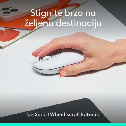 Miš LOGITECH POP, optički, bežični, USB, BT, 1000dpi, bijeli