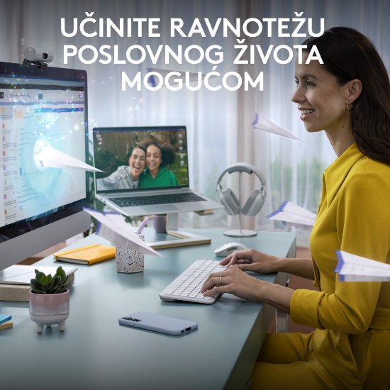 Tipkovnica + miš LOGITECH MK950 Signature Slim Combo, bežična, bijela, Bolt Receiver USB