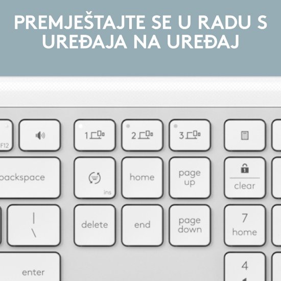 Tipkovnica + miš LOGITECH MK950 Signature Slim Combo, bežična, bijela, Bolt Receiver USB