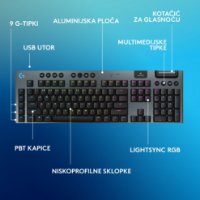 Tipkovnica LOGITECH Gaming G915 X Lightspeed Tactile, RGB, mehanička, bežična, US Layout, crna