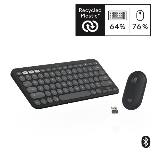 Tipkovnica + miš LOGITECH Pebble 2 Combo, bežična, crna