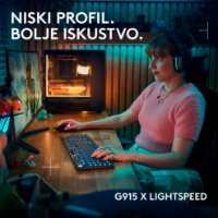 Tipkovnica LOGITECH Gaming G915 X Lightspeed Tactile, RGB, mehanička, bežična, US Layout, crna