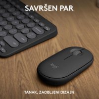 Tipkovnica + miš LOGITECH Pebble 2 Combo, bežična, crna