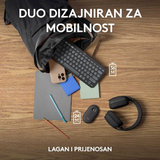 Tipkovnica + miš LOGITECH Pebble 2 Combo, bežična, crna