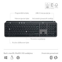 Tipkovnica LOGITECH MX Keys S, bežična, BT, crna