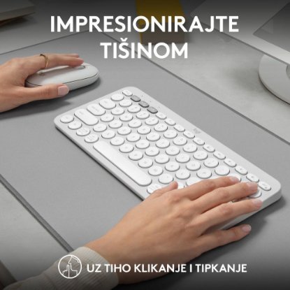 Tipkovnica + miš LOGITECH Pebble 2 Combo, bežična, bijela