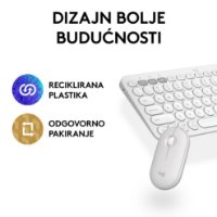 Tipkovnica + miš LOGITECH Pebble 2 Combo, bežična, bijela