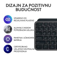 Tipkovnica LOGITECH MX Keys S, bežična, BT, crna