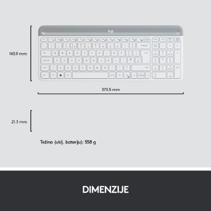 Tipkovnica + miš LOGITECH MK470 Slim Wireless, bežična, bijela