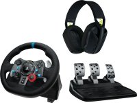Volan LOGITECH G29 Driving Force Racing Wheel, Gaming, PC/PS3/PS4/PS5, USB + Slušalice LOGITECH Gaming G435 Lightspeed, USB-C, bežične, BT, crne