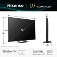 Mini-LED TV 65" HISENSE 65U7Q, Smart TV, 4K UHD, DVB-T2/C/S2, USB, Wi-Fi, BT, crni - energetski razred E