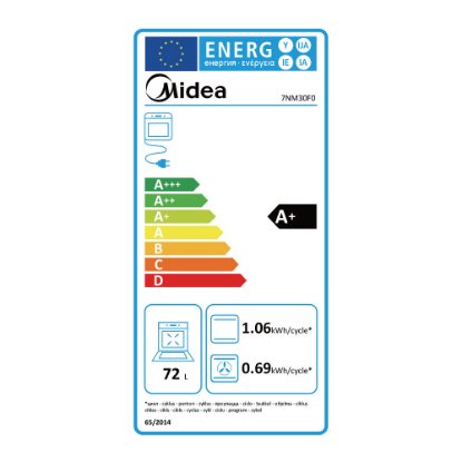 Ugradbena pećnica MIDEA 7NM30F0, multifunkcionalna, 72 l, energetski razred A+, crna