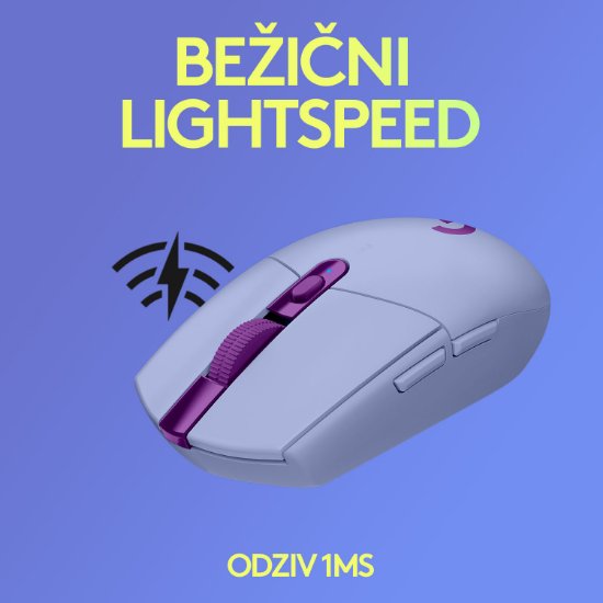 Miš LOGITECH Gaming G305 Lightspeed, bežični, optički, 12000dpi, lilac, USB