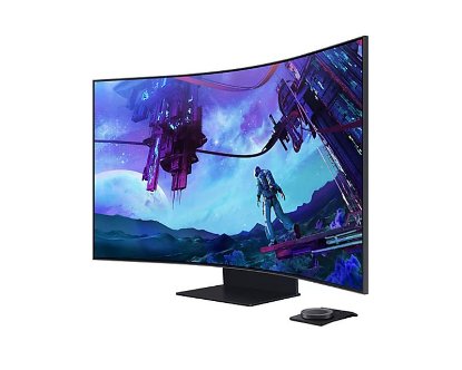 Gaming monitor 55" SAMSUNG Odyssey Ark LS55CG970NUXDU, 4K UHD, VA, 165Hz, 1ms, 600cd/m2, FreeSync, pivot, zakrivljeni, zvučnici, crni