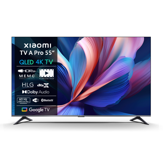 QLED TV 55" XIAOMI A Pro 55, Smart TV, 4K UHD, USB, LAN, Wi-Fi, BT, sivi - energetski razred F