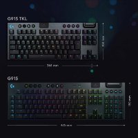 Tipkovnica LOGITECH Gaming G915 TKL Tenkeyless Lightspeed Linear, RGB, mehanička, bežična, UK Layout, USB, crna