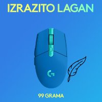 Miš LOGITECH Gaming G305 Lightspeed, bežični, optički, 12000dpi, plavi, USB