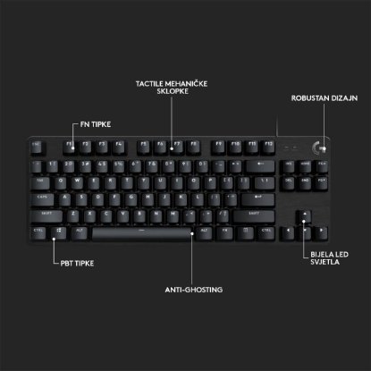 Tipkovnica LOGITECH Gaming G413 TKL SE, mehanička, crna, USB, US layout