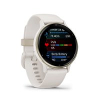 IZLOŽBENI - Pametni sat GARMIN Vivoactive 5, senzor otkucaja, GPS, zlatni/bijeli remen