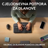 Tipkovnica LOGITECH Wave Keys, ergonomska, bežična, crna