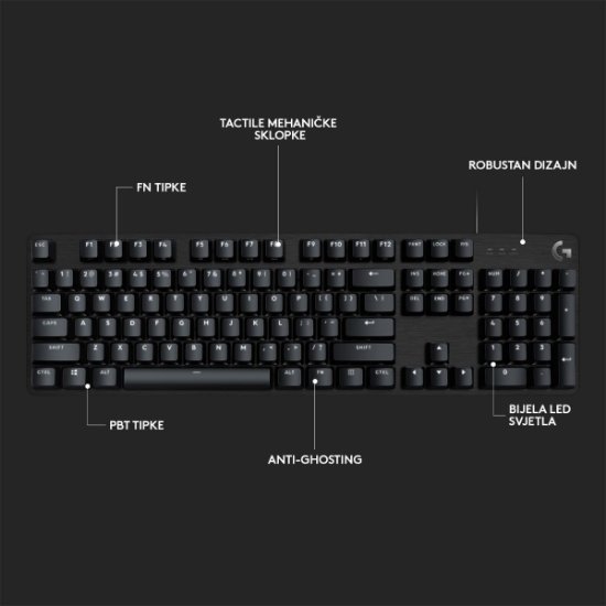Tipkovnica LOGITECH Gaming G413 SE, mehanička, crna, USB, US layout