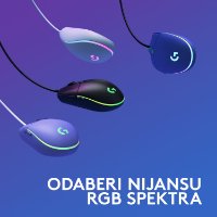 Miš LOGITECH Gaming G102 Lightsync, optički, 8000dpi, lilac, USB