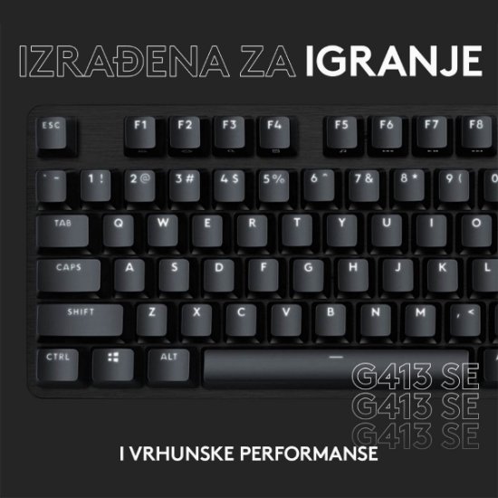 Tipkovnica LOGITECH Gaming G413 SE, mehanička, crna, USB, US layout