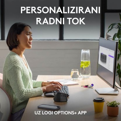 Tipkovnica LOGITECH Wave Keys, ergonomska, bežična, crna