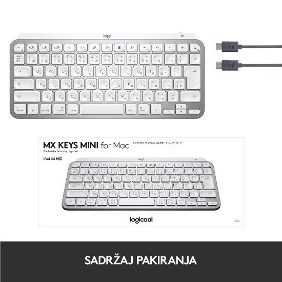 Tipkovnica LOGITECH MX Keys mini za Apple, bežična, BT, srebrna